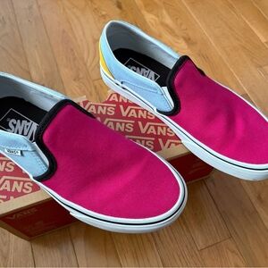 Vans Colorful Slip-On Sneakers - Fuchsia, Sky Blue, Mustard